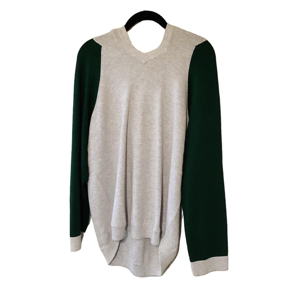 NEW Evolution by Cyrus Gray Green Colorblock Waffle Knit Hoodie XXL Baseball